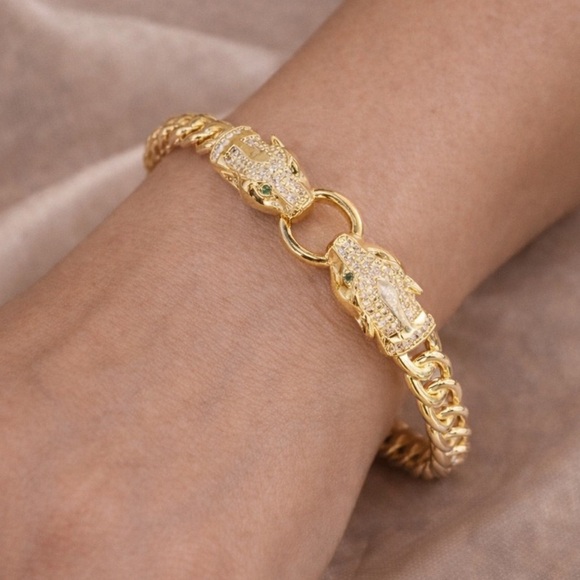 Anthropologie Jewelry - Panthere Gold Crystal Bracelet